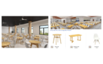 Dining Hall DFCCT002 - 3D visualisation of the complete room layout.