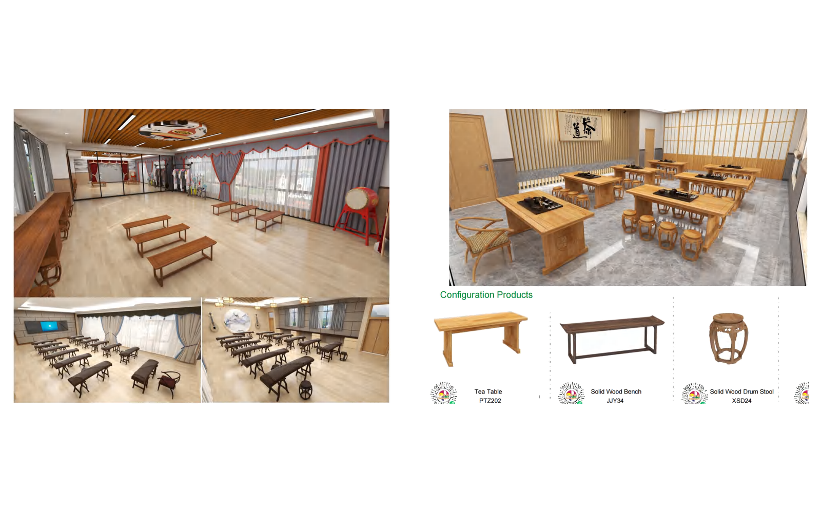 DFCCY001 Tea Classroom DFCCY001 - 3D visualisation of the complete room layout.