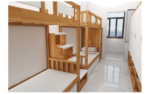 Dormitory DFCQS003 - 3D visualisation of the complete room layout.