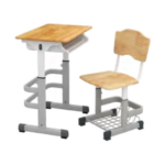 Hand-Cranked Solid Wood Desk & Chair (KZS244210T / XSY310208) - Standard Classroom configuration, Standard Classrooms.